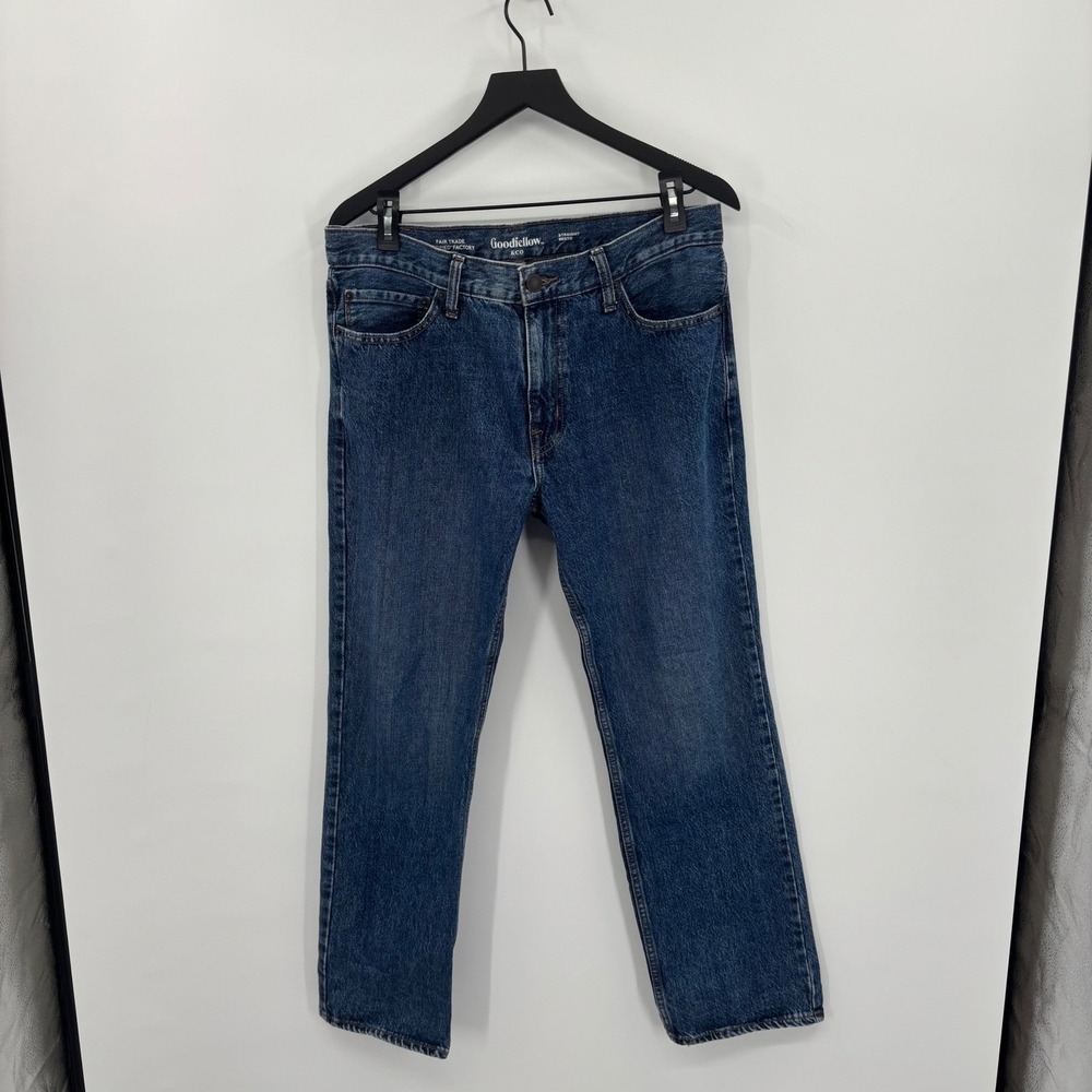 Goodfellow & Co Straight Jeans Mens 34x30 Blue Medium Wash Cotton Fair Trade